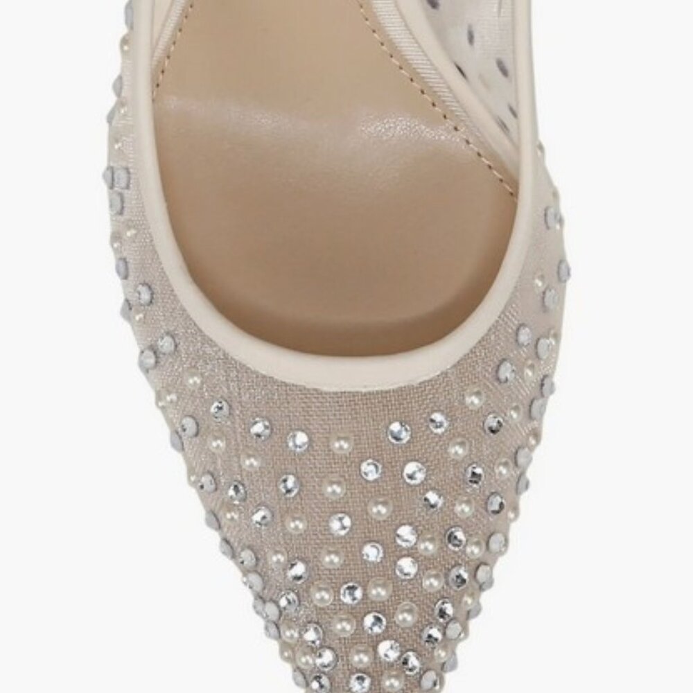 Sam Edelman Hazel Mesh Pointed Toe Crystal Bridal Heels Pumps 10 - Picture 5 of 5